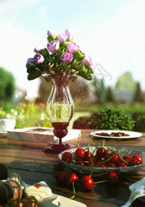 木桌食物温馨清晨美景h5动态背景高清图片
