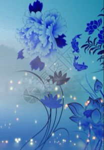 一朵蓝色莲花青花瓷中国风背景高清图片
