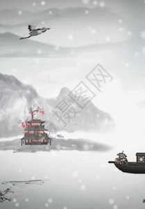船线条梅花雪中国风背景高清图片