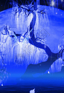 魔法蝴蝶炫彩光效光效蝴蝶粒子树背景高清图片
