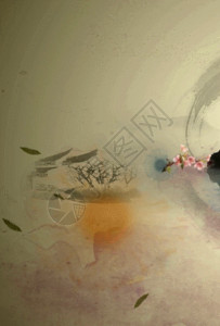 黑色陶瓷花瓶江南水乡蝴蝶花瓣中国风背景高清图片