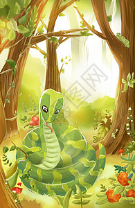 蟒蛇图片苏醒的蛇插画