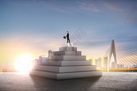 洒金桥伫立顶端的商务人士设计图片