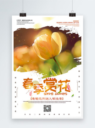 郁金香公园简约郁金花开春季赏花促销海报模板