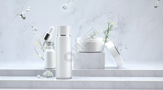 白色玻璃瓶创意化妆品设计图片