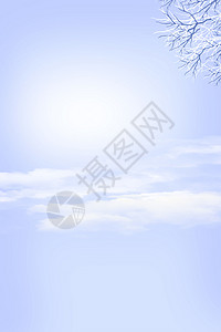 冬天树枝积雪清新冬天背景设计图片