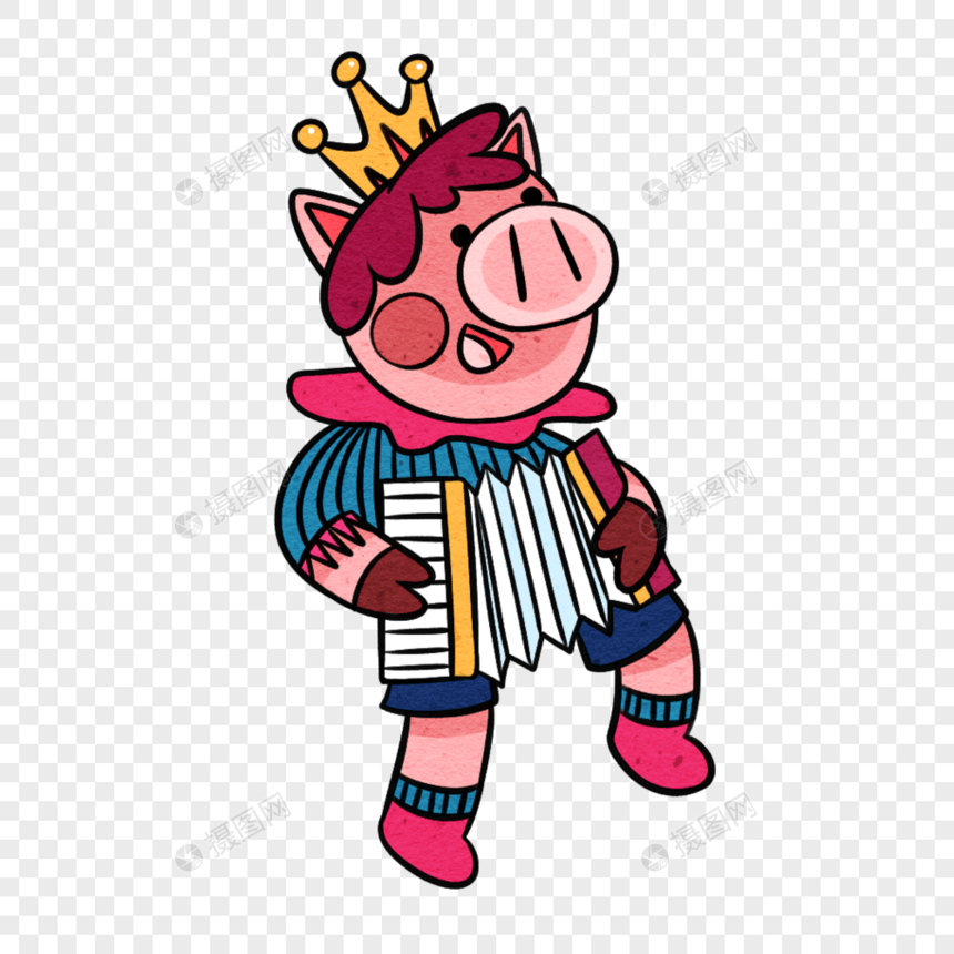 拉手风琴的小猪图片