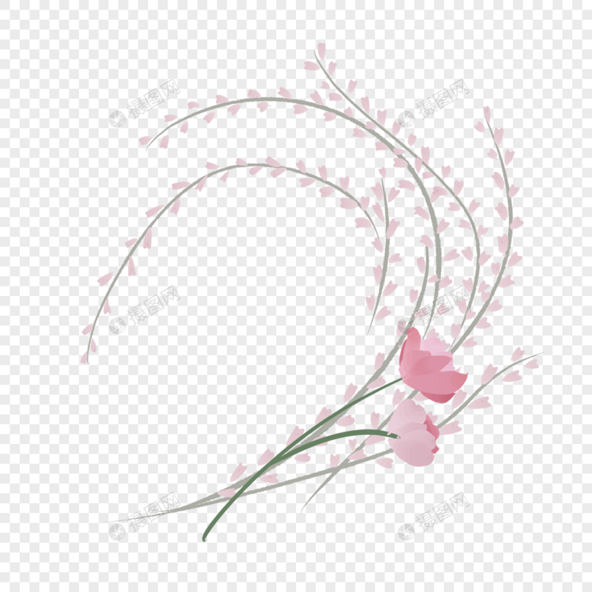 几枝粉色玫瑰花环花枝图片