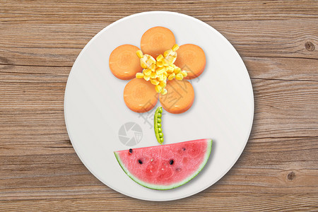 蔬菜豌豆创意果盘设计图片