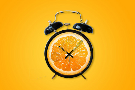 抽象创意橙子闹钟创意水果闹钟设计图片