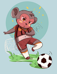 动物踢球十二生肖猴子插画