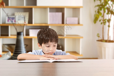 认真看书的男孩做作业的孩子设计图片