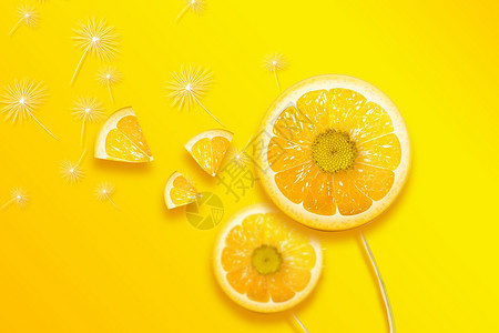 黄色水果橙子蒲公英设计图片