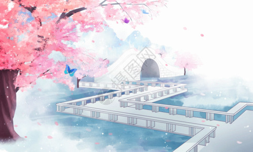 粉色的梅花中国风插画背景 gif高清图片