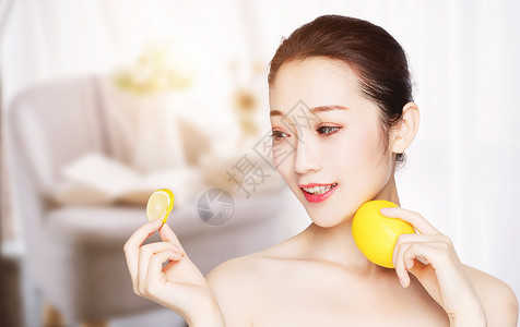 清新柠檬面膜美女维生素护肤设计图片