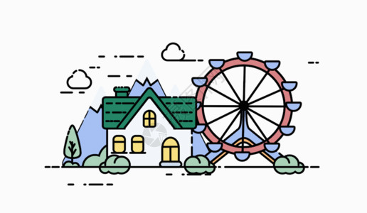 童话里的小房子天气卡通GIF高清图片