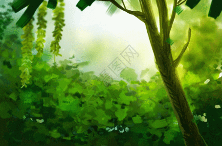 夏日の语-夏天树林gif图片