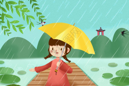 雨中打伞清明节GIF高清图片