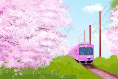 粉色树樱花盛开春花烂漫gif高清图片