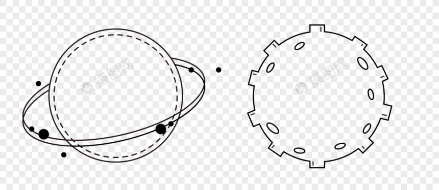 黑白简约星球线框装饰框图片