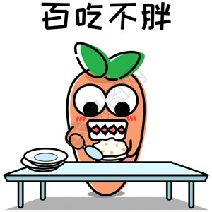 饭桌吃饭萝小卜卡通形象表情包GIF高清图片