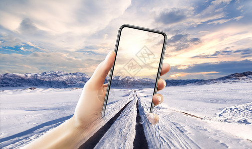 手机控雪素材创意手机场景设计图片