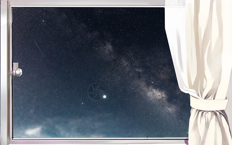 山水星空窗外的星空设计图片