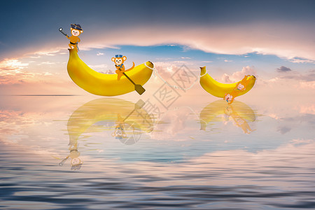 雪地香蕉船乘船探险设计图片