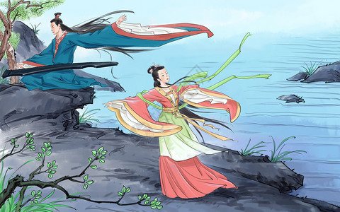 中国风舞蹈中国风传统人物插画