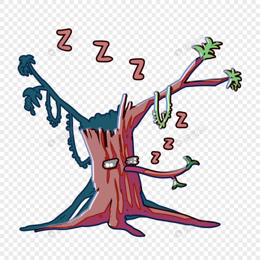 小树睡觉表情包图片