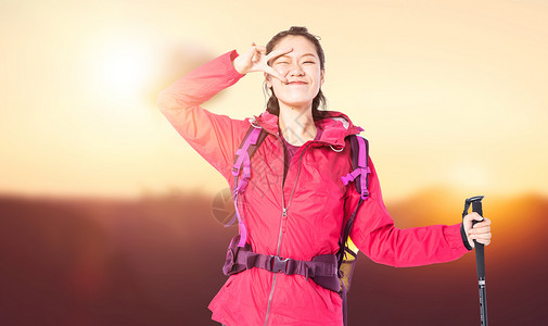 比超人手势比手势的登山客设计图片