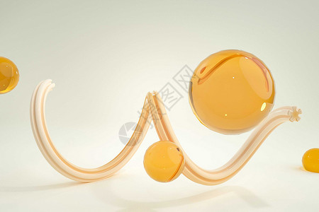 橙色立体字母玻璃球设计图片