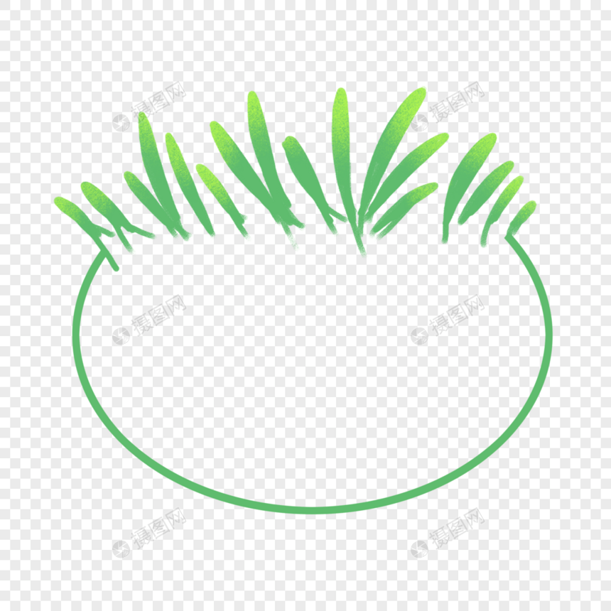 绿色草叶装饰椭圆形边框图片