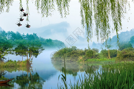 中国湖清明节游玩设计图片