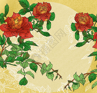 中国风国潮工笔月月红花卉花鸟古风国画图片