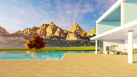 游泳池的房子休闲游泳别墅设计图片