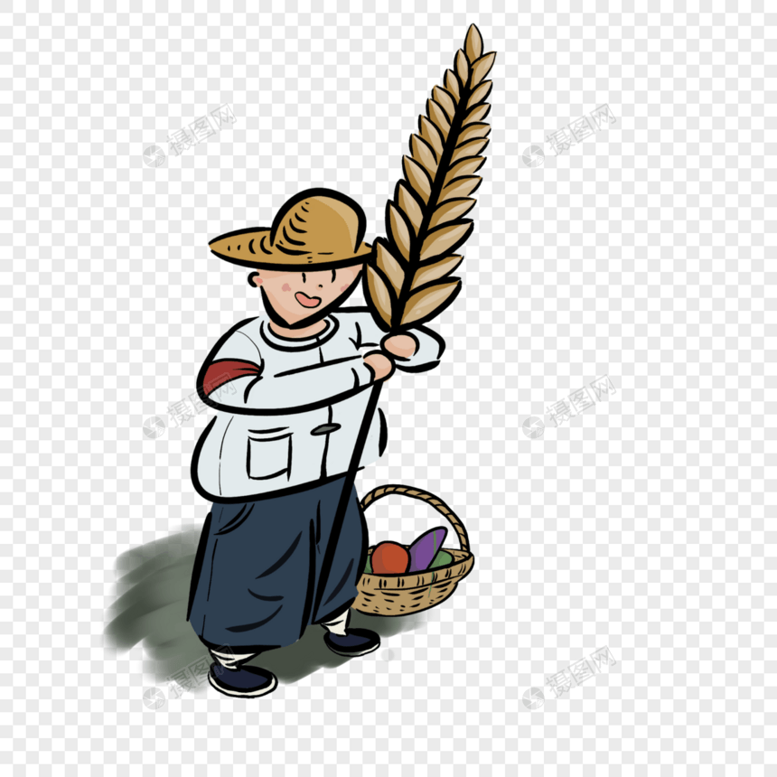 农民伯伯和麦穗图片