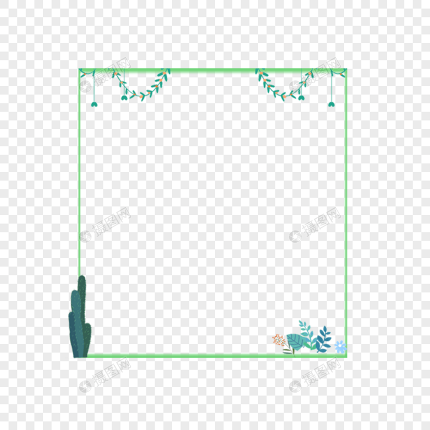 春天仙人掌绿色植物边框图片