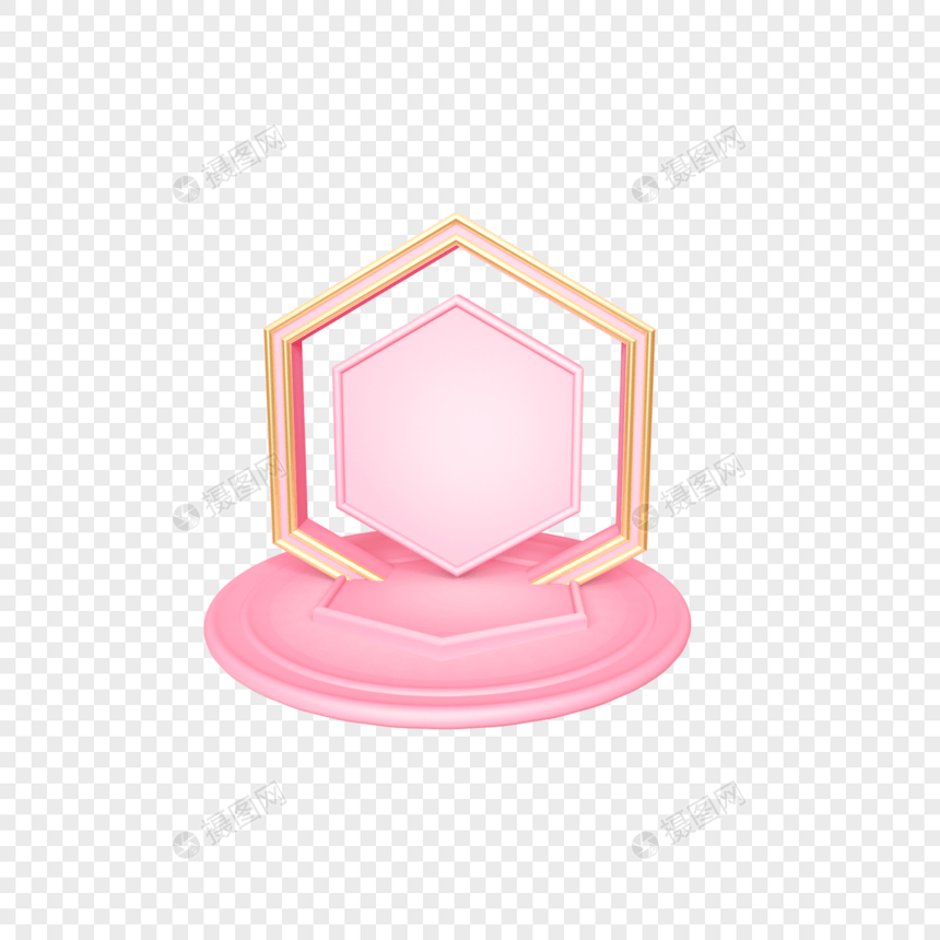 立体粉色六边形舞台插图图片