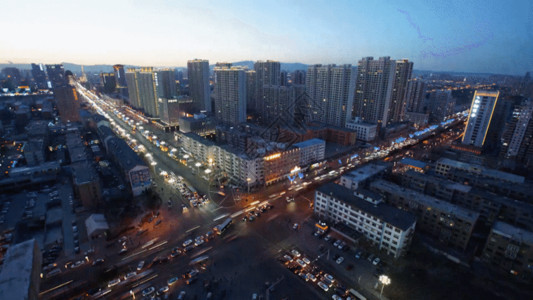 城市建筑大楼城市夜景延时GIF高清图片