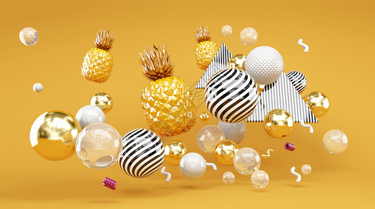 创意漂浮菠萝高清图片