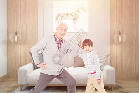 爷爷奶奶和孙子祖孙的欢乐时光设计图片