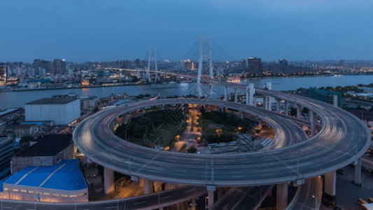 桥黄昏外滩城市夜景延时GIF高清图片