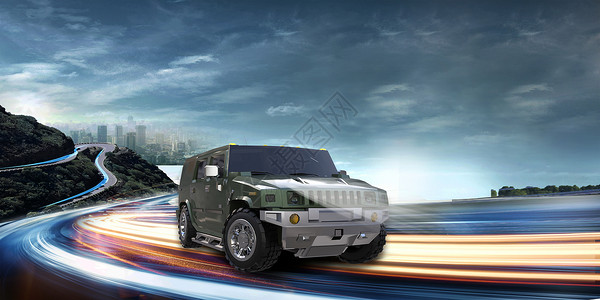 军用卡车光感汽车速度设计图片