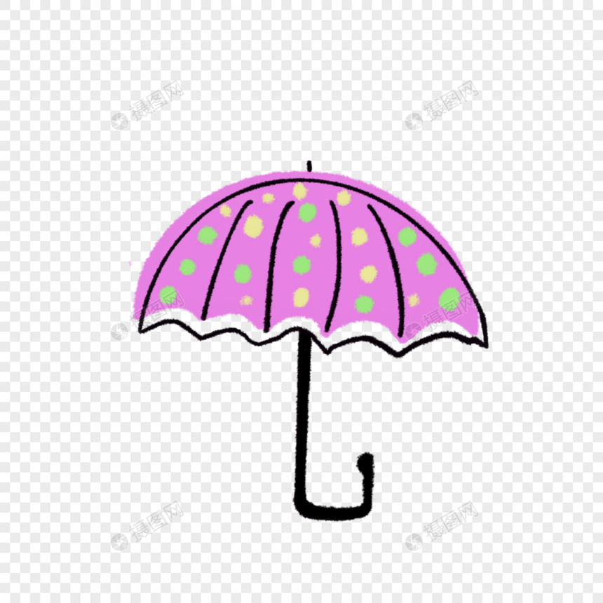卡通紫色雨伞免抠插图图片