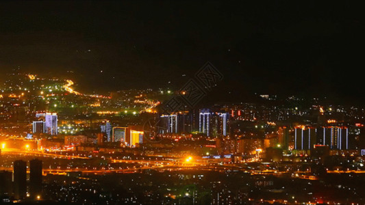 城市天际线夜景云南城市夜景GIF高清图片