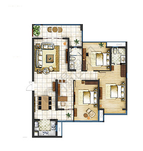 彩色公寓平面图背景图片
