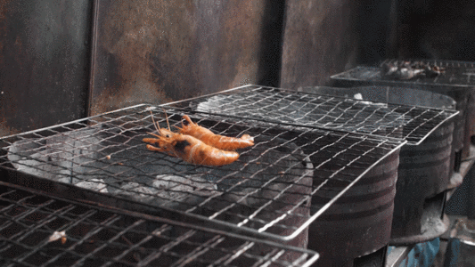 烤虾放虾慢动作实拍GIF图片