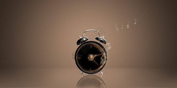 沉静香气咖啡闹钟设计图片