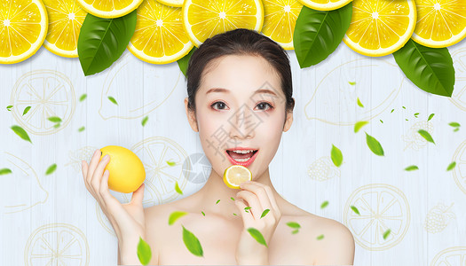 柠檬女孩爱吃柠檬维生素的女人设计图片